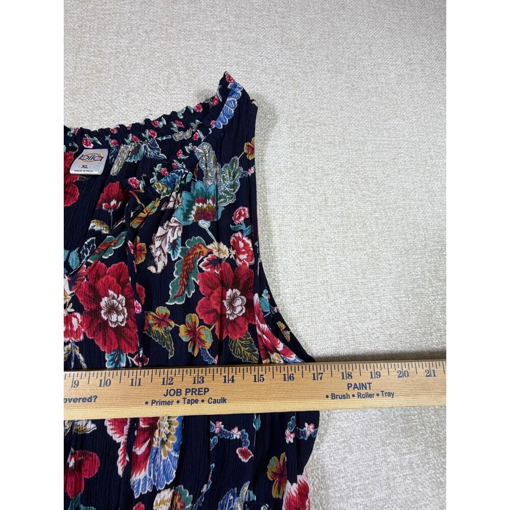 Bila Women's XL Boho Floral Sleeveless Maxi Blue Print Resort Casual Boho Dress - Picture 5 of 10